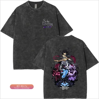 Футболка унисекс в стиле японского аниме ARISE Solo Leveling, винтажная, хлопок, ретро