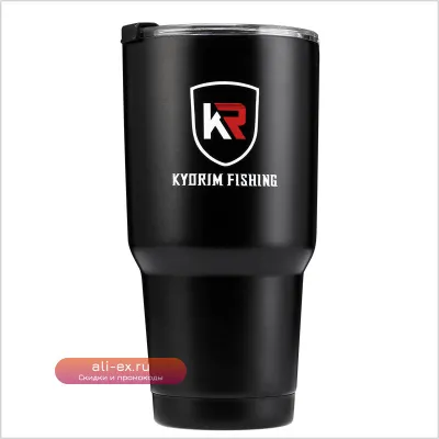 Термокружка KYORIM 900мл, нержавеющая сталь 304, матовый черный