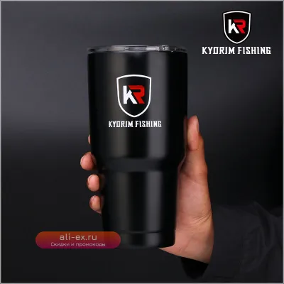 Термокружка KYORIM 900мл, нержавеющая сталь 304, матовый черный