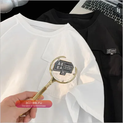 Футболка мужская летняя с коротким рукавом и карманом, большого размера, с круглым вырезом