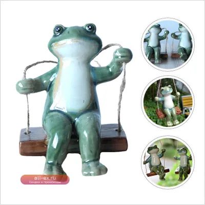 Подвесное украшение "Качающиеся лягушки" из керамики в рустикальном стиле для сада или дома