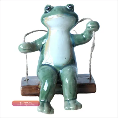 Подвесное украшение "Качающиеся лягушки" из керамики в рустикальном стиле для сада или дома