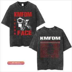 Washed Vintage KMFDM "In Your Face Tour" 1985 Retro Gothic Punk T-shirt