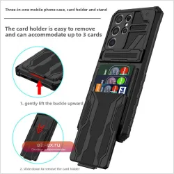 Защитный чехол-броня для Samsung Galaxy A02/A12/A32 4G с кармашком для карт и ремешком