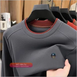 Мужская футболка с длинным рукавом и вышивкой