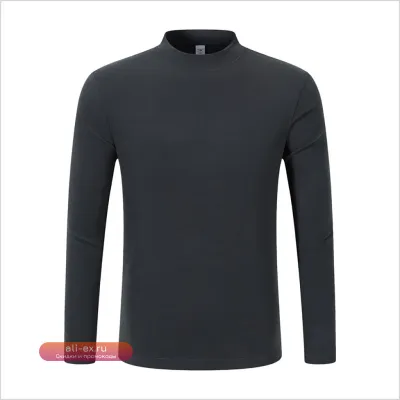 Футболка мужская с длинным рукавом и полувысоким воротом: осенне-зимняя модель в черном, синем и других цветах
