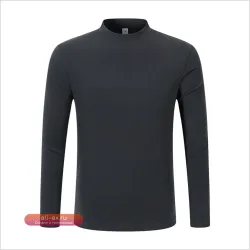 Футболка мужская с длинным рукавом и полувысоким воротом: осенне-зимняя модель в черном, синем и других цветах