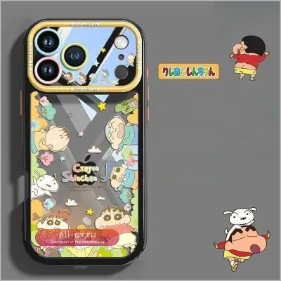 Чехол для iPhone 17 Pro Max, iPhone 17 Air, 16 Pro, 15, 14 Plus - прозрачный с рисунком "Crayon Shin-chan"
