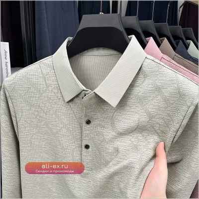 Luxury Long Sleeve Polo Shirt: Весенне-осенняя деловая повседневная футболка для мужчин