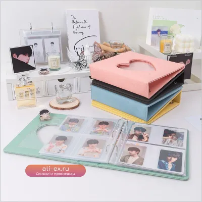 Альбом для фотокарточек K-pop "Macaron" в стиле K-pop с сердечком (PU кожа)