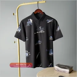 Мужская летняя футболка-поло с коротким рукавом и модной принтом