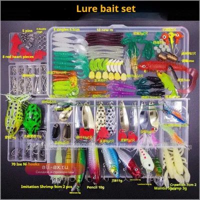 Спиннинговый набор приманок для ловли змееголова и окуня: ложки, силикон, воблеры