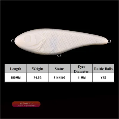Jiangshi 5 шт. неокрашенные заготовки приманки 15 см 74,5 г тонущие с погремушками для ручной оснастки