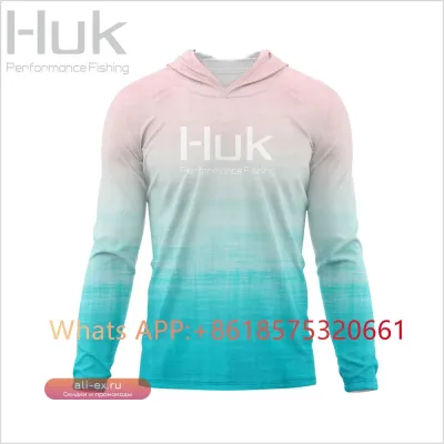 Huk Performance Fishing: Мужская футболка с капюшоном для рыбалки, защита от солнца UPF 50, летняя одежда для рыбалки