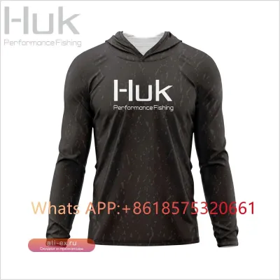 Huk Performance Fishing: Мужская футболка с капюшоном для рыбалки, защита от солнца UPF 50, летняя одежда для рыбалки