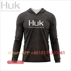 Huk Performance Fishing: Мужская футболка с капюшоном для рыбалки, защита от солнца UPF 50, летняя одежда для рыбалки