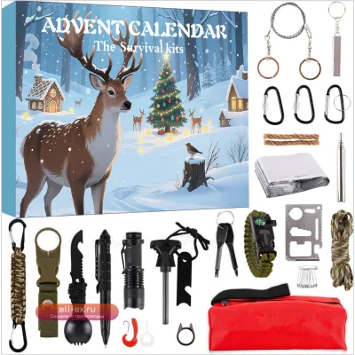 Многофункциональный набор для выживания "Тайны природы" для кемпинга, туризма, рыбалки и первой помощи