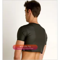 Футболка из эко-кожи с круглым воротом, короткий рукав