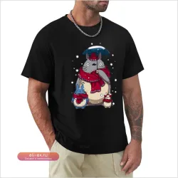 Футболка оверсайз "Снежный день" с принтом дракона в стиле Ghibli