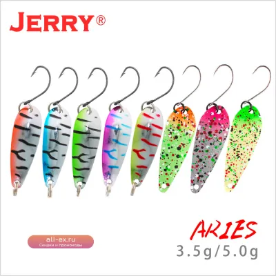 Набор металлических блёсен Jerry Aries для форели 3.5г 5г, УФ-цвета, вращающиеся приманки, блестящие шарики, щука, окунь, пресноводные микро-приманки для рыбалки