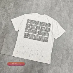 Футболка Yao Fashion Saint Michael 25SS оверсайз винтаж с коротким рукавом и принтом для мужчин