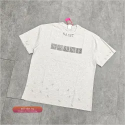 Футболка Yao Fashion Saint Michael 25SS оверсайз винтаж с коротким рукавом и принтом для мужчин