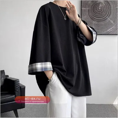 Мужская летняя рубашка в клетку с коротким рукавом из ледяного шелка