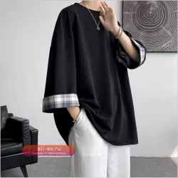 Мужская летняя рубашка в клетку с коротким рукавом из ледяного шелка