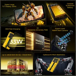 OUKITEL WP60 5G NFC: Смартфон 10000mAh, 48GB RAM, 512GB ROM, Android 15, 108MP Камера, 120Hz