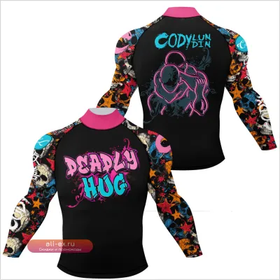 Рашгард для джиу-джитсу с полной запечаткой дизайна и длинным рукавом