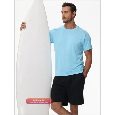 Мужская спортивная футболка с коротким рукавом UPF 50+ для зала и улицы