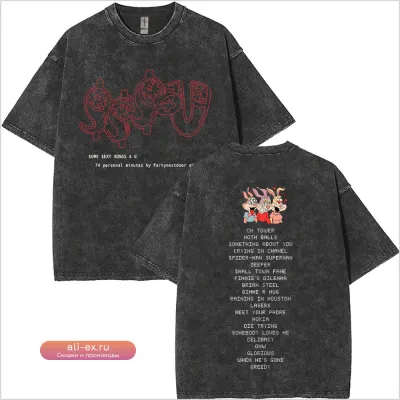 Футболка унисекс Washed Vintage с принтом Дрейка в стиле хип-хоп