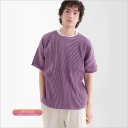 Футболка Miyake Summer 2025 мужская с коротким рукавом и плиссировкой