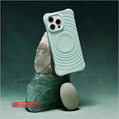 Чехол Cyan Ripple Silicone Magnetic для iPhone 13-17 Pro Max