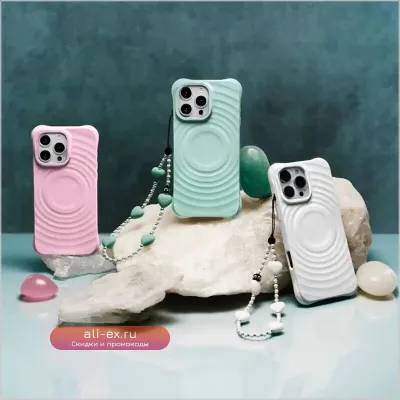 Чехол Cyan Ripple Silicone Magnetic для iPhone 13-17 Pro Max