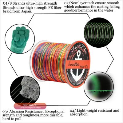 8-жильная плетеная леска для рыбалки 500м, 8-160lb, PE, Япония