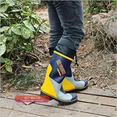 Рыболовные сапоги SP3 2024 мужские резиновые, водонепроницаемые с нескользящей подошвой и стальными шипами, прочные для рыбалки
