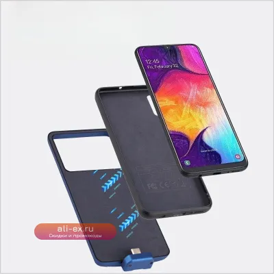 Чехол-аккумулятор 5000mAh с беспроводной зарядкой для Samsung A50, магнитный