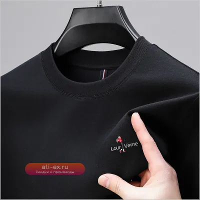 Роскошная мужская футболка с длинным рукавом, круглым вырезом и вышивкой в корейском стиле, новинка осени, повседневная