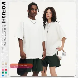 Хлопковая футболка унисекс с логотипом, тяжелый хлопок, однотонная, белая изнутри