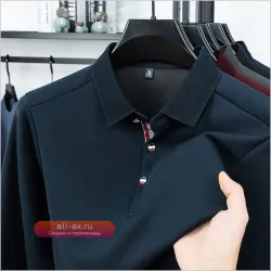 Мужская рубашка поло с длинным рукавом "Luxury" весна-осень