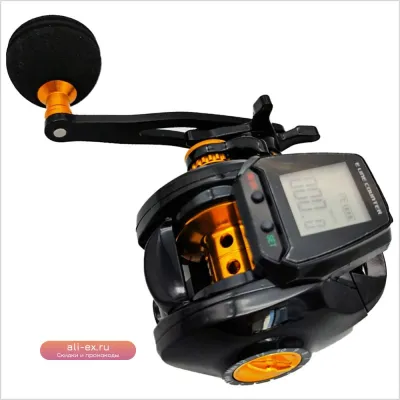 Цифровая рыболовная катушка Hook Reminder с большим дисплеем, 6.3:1, счетчиком лески, перезаряжаемая