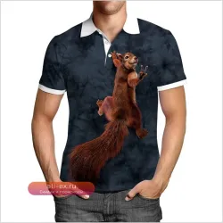 Футболка-поло Jumeast "Белка" 3D принт oversize с коротким рукавом