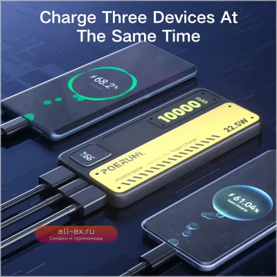 CHICNOD Power Bank 10000mAh 22.5W Быстрая зарядка, портативное зарядное устройство для iPhone, Samsung, Huawei, Xiaomi