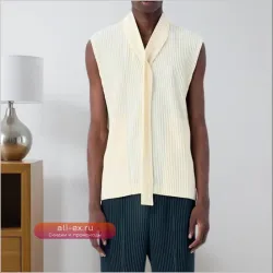 Футболка Miyake Pleated с коротким рукавом и воротником-стойкой