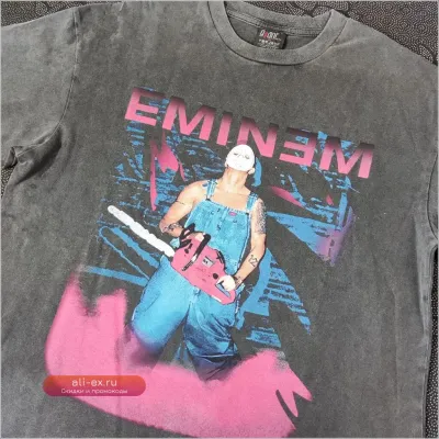 Футболка Yao Fashion Eminem 2001 Mask Chainsaw Tour Vintage Tee