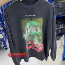 Футболка с длинным рукавом RRR123 "Змеиный принт", унисекс, винтажная стирка