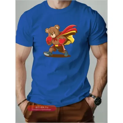 Футболка хлопок с принтом "Боксирующий Медведь"