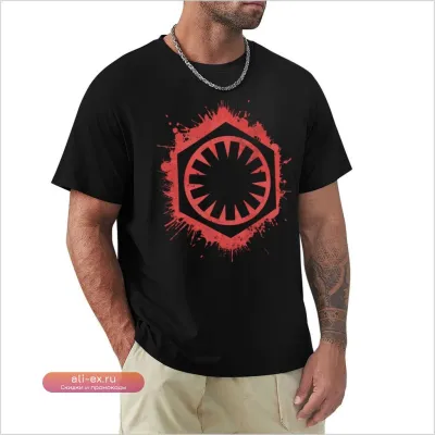 Футболка First Order в стиле винтаж / Аниме / Смешной костюм / Оверсайз для мужчин