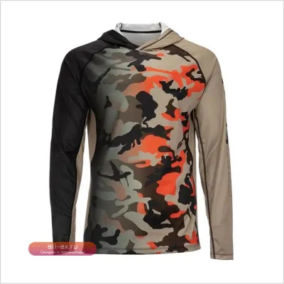 Мужская футболка с длинным рукавом для рыбалки с защитой от УФ-излучения UPF 50